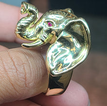 Load image into Gallery viewer, Yellow Gold Elephant Ring with CZs