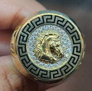 Yellow Gold Ring With Horse and Markings