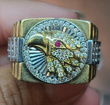 Load image into Gallery viewer, Yellow Gold Square Ring With Bird and CZs