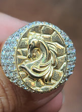 Load image into Gallery viewer, Yellow Gold Oval Shaped Ring With Horse and Texture