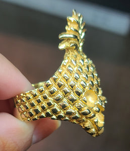 Yellow Gold Pineapple Skull Ring