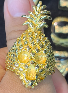 Yellow Gold Pineapple Skull Ring
