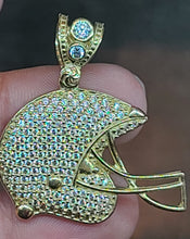 Load image into Gallery viewer, Yellow Gold Helmet Pendant with CZs