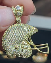 Load image into Gallery viewer, Yellow Gold Helmet Pendant with CZs
