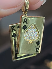 Load image into Gallery viewer, Yellow Gold Playing Cards Pendant with CZs