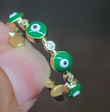 Load image into Gallery viewer, Yellow Gold Ring With Green Ojito Eyes