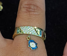 Load image into Gallery viewer, Yellow Gold Band With CZs and Ojito