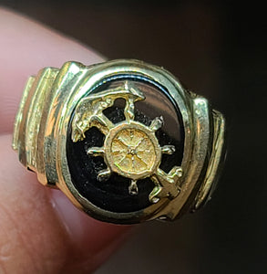 Yellow Gold Circular Ring With Ship Wheel