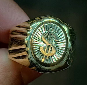 Yellow Gold Circular Ring With Dollar Sign