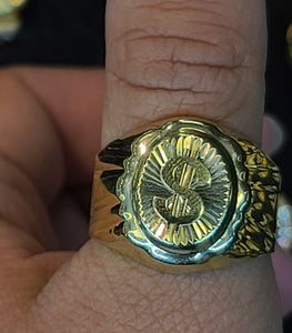 Yellow Gold Circular Ring With Dollar Sign