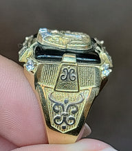 Load image into Gallery viewer, Yellow Gold Square Ring with Egyptian Tomb