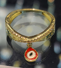Load image into Gallery viewer, Yellow Gold Ring With Red Ojito Eye