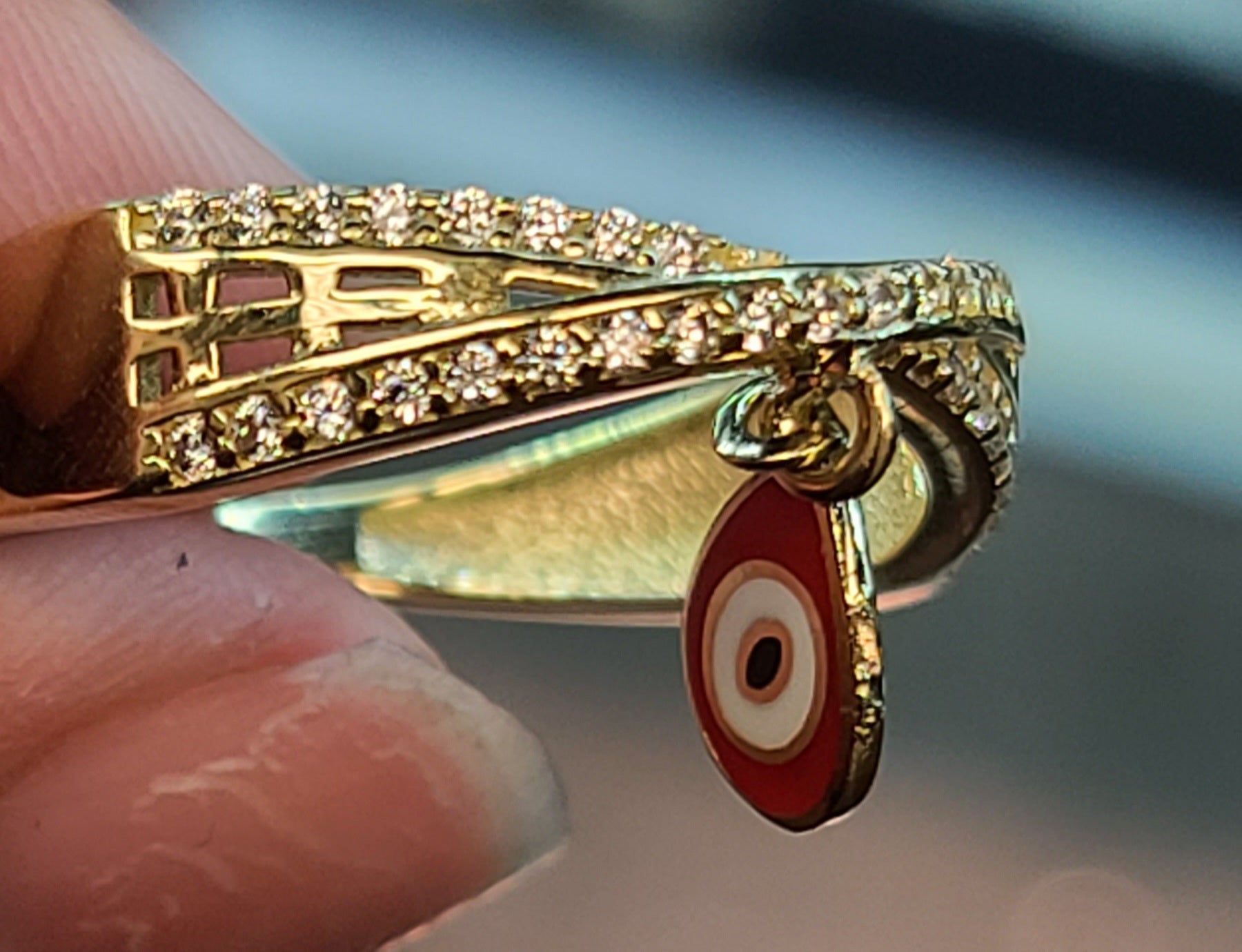 Yellow Gold Ring With Red Ojito Eye