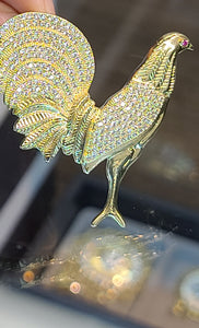 Yellow Gold Peacock Pendant with CZs
