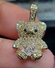Load image into Gallery viewer, Yellow Gold Small Teddy Bear Pendant with CZs