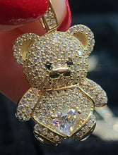 Load image into Gallery viewer, 2D Yellow Gold Bear Pendant with CZs