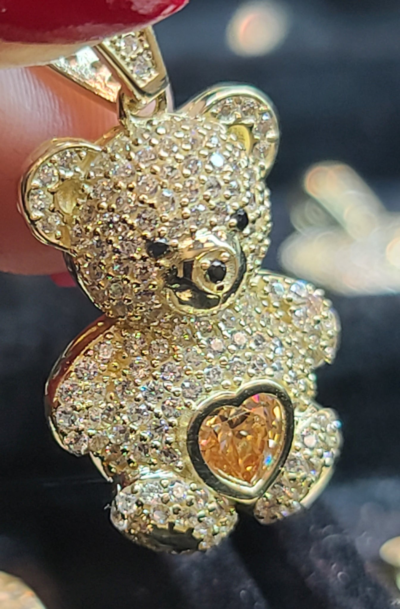 Small Yellow Gold Bear Pendant with CZs – TAMAYO GOLD LLC