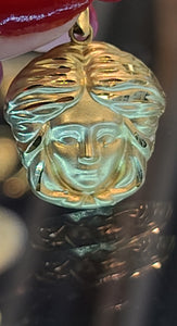 Yellow Gold Medusa Face Shaped Pendant
