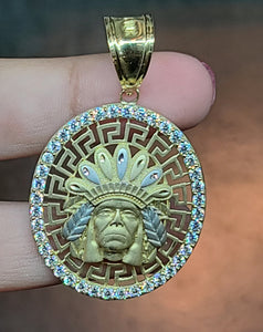 Yellow Gold Apache Pendant with CZs
