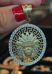 Yellow Gold Apache Pendant with CZs