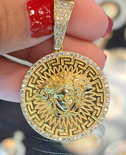 Load image into Gallery viewer, Small Yellow Gold Circular Medusa Pendant