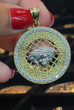 Load image into Gallery viewer, Yellow Gold Circular Pendant with CZs