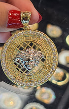 Load image into Gallery viewer, Medium Yellow Gold Circular Pendant with CZs
