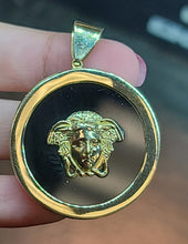 Load image into Gallery viewer, Yellow Gold Pendant with Reflective Background and Medusa Face