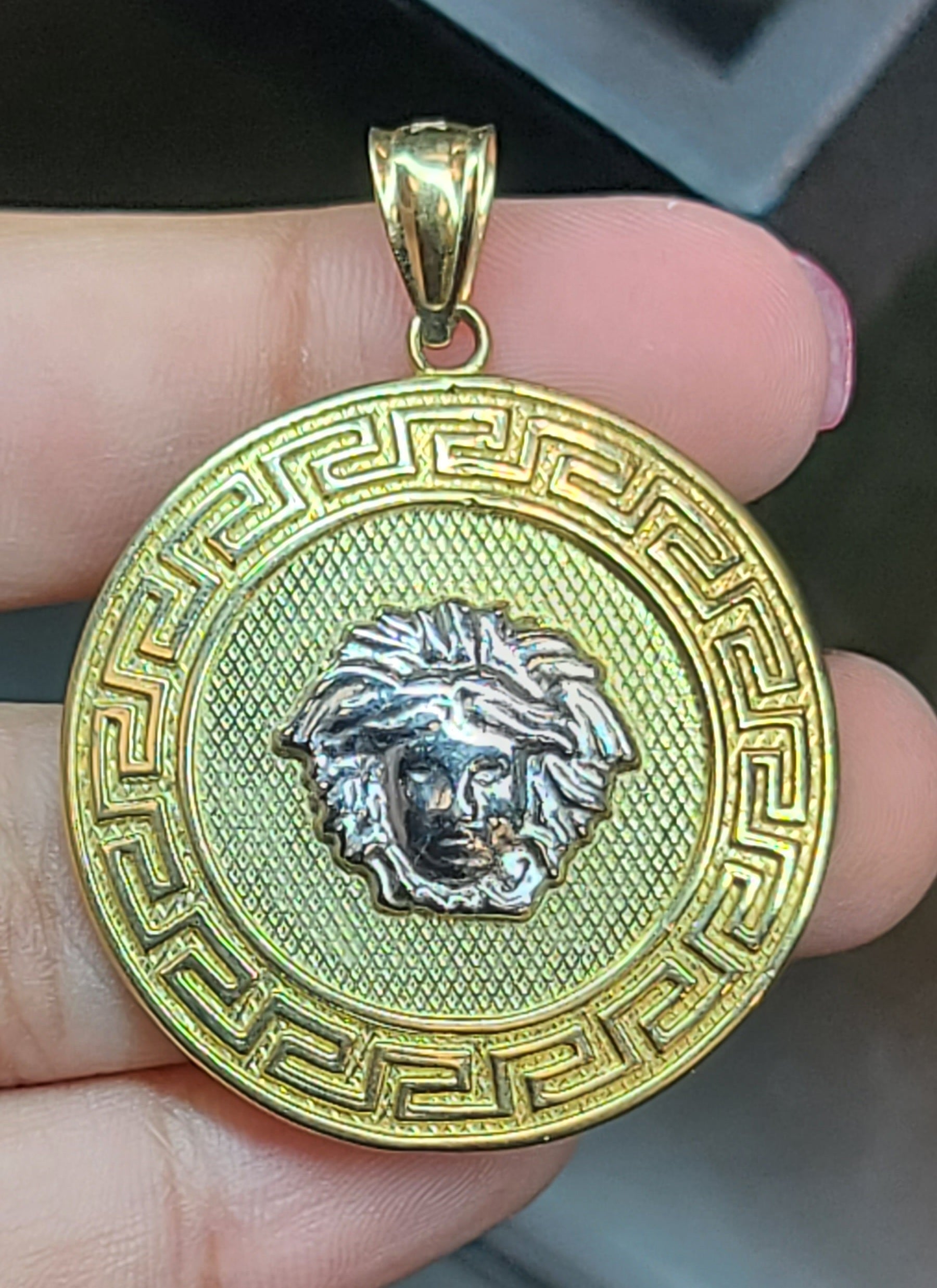 Yellow Gold Pendant with Texture and Markings