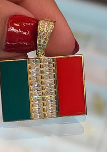 Yellow Gold Mexican Flag with CZs