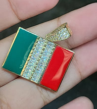 Load image into Gallery viewer, Yellow Gold Mexican Flag with CZs