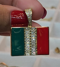 Load image into Gallery viewer, Yellow Gold Mexican Flag with CZs