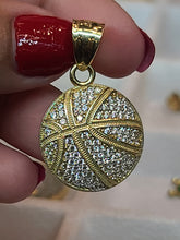 Load image into Gallery viewer, Yellow Gold Basketball Pendant with CZs