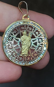 Yellow Gold Circular Pendant with San Judas