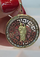Load image into Gallery viewer, Yellow Gold Circular Pendant with San Judas