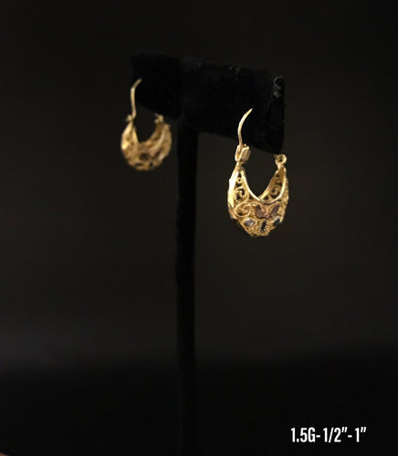 Small textured hoop earrings 10K solid gold