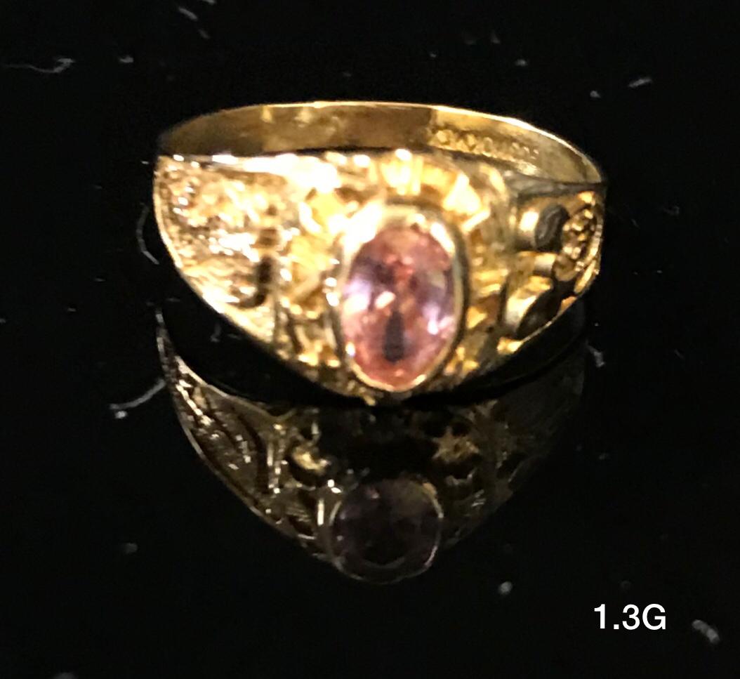 Pink Gemstone with Mickey Mouse Ring  10k solid gold