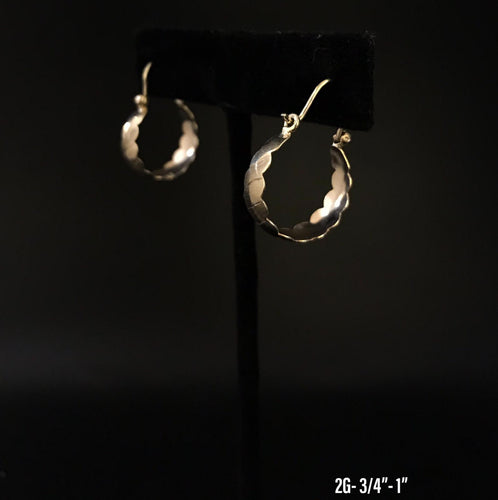 Small textured hoop earrings 10K solid gold