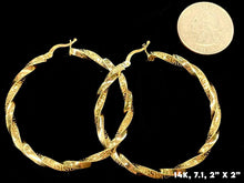 Load image into Gallery viewer, 14K Gold Greek Pattern Hoop Earrings