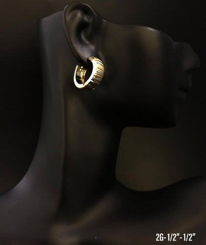 Small textured hoop earrings 10K solid gold
