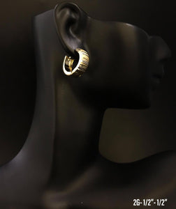 Small textured hoop earrings 10K solid gold