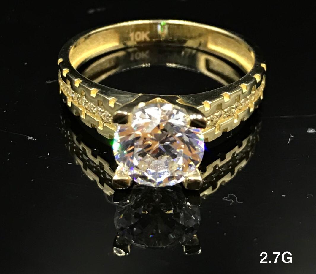 Round CZ ring 10K Solid Gold