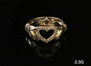 Heart with CZ stones ring 10K Solid Gold