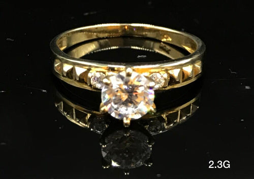 Round CZ ring 10K Solid Gold