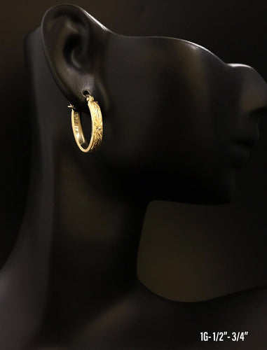 Small textured hoop earrings 10K solid gold