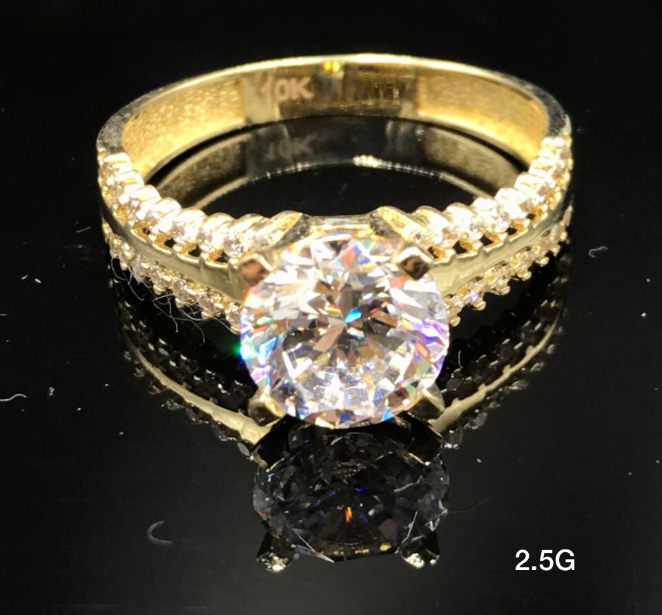 Round CZ ring 10K Solid Gold