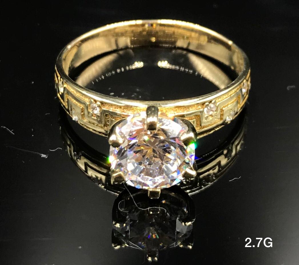 Round CZ ring 10K Solid Gold