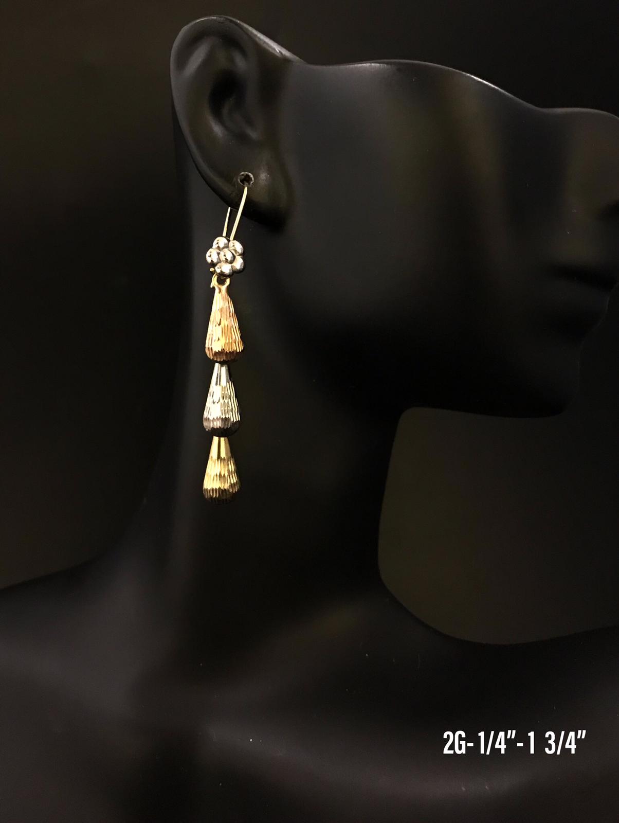 Line drop earrings 10K solid gold