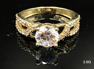 Round CZ ring 10K Solid Gold