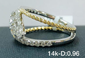 .96Ct Two-tone Crisscross Diamond Ring In 14k Gold